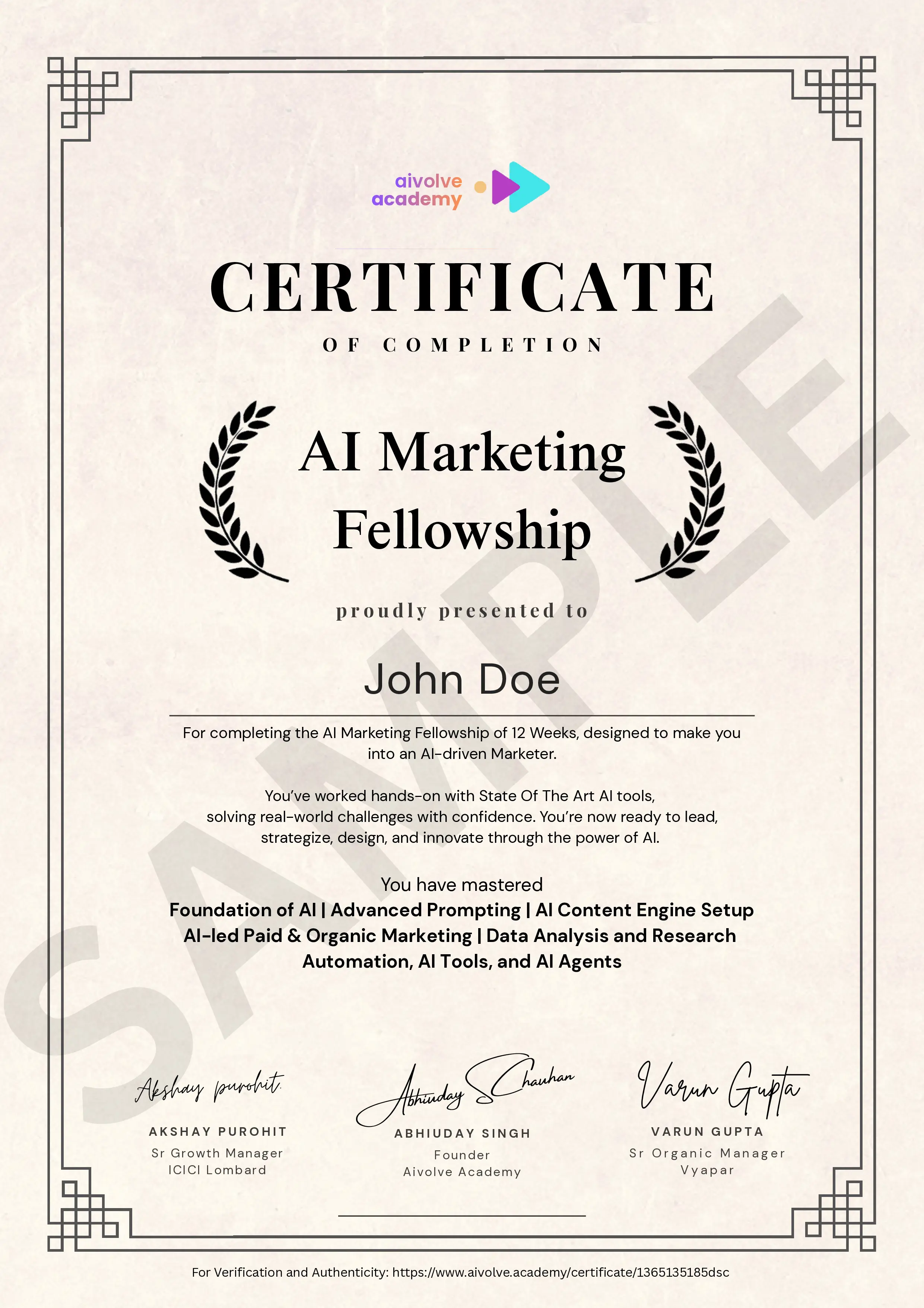 AI Marketing Fellowship Certificate